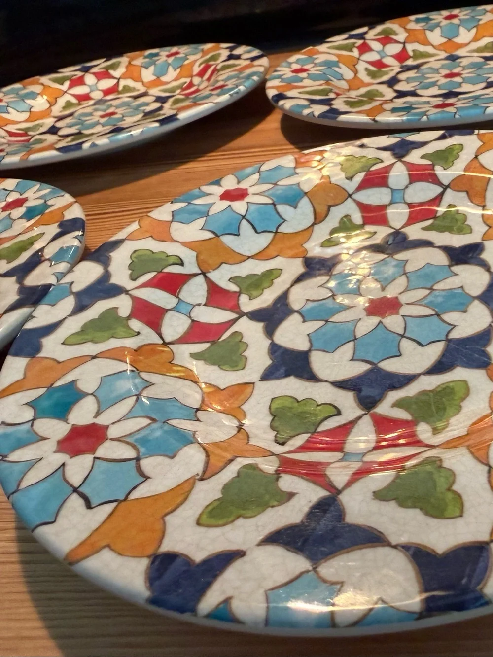 Williams Sonoma Iznik Tile Geo Indoor/Outdoor Melamine Salad Plates, S/4